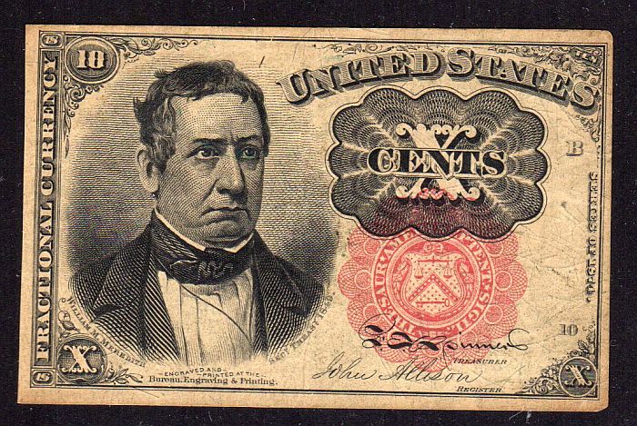 Fr.1265, 1874 Ten Cent Fractional Note, Long Key, VF